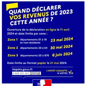 Calendrier et dates limites de déclaration des revenus 2023 sur papier ou en ligne sur: impots.gouv.fr