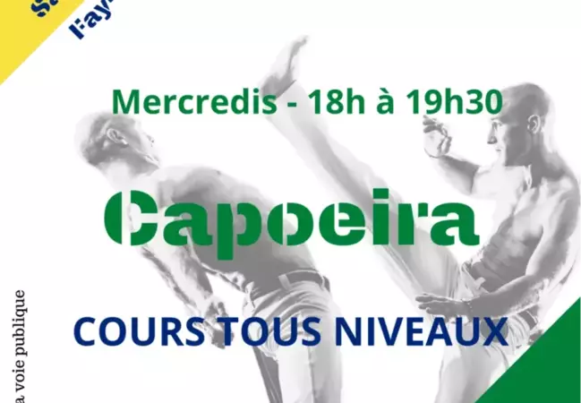 cours de Capoeira le mercredi de 18h à 19h30 toux niveaux de Capoeira en salle polyvalente au 6 allée du Parc proposés par un formateur agréé Les premiers cours sont offerts