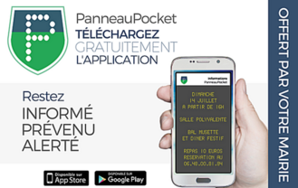 Nos Flash Infos - Alertes - Messages de la mairie disponible sur votre smartphone, Tablette via l'application gratuite PANNEAUPOCKET et aussi sur Ordinateur